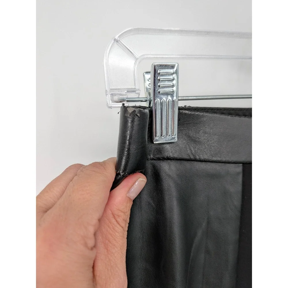 Tory‎ Burch Pants Women XS Black Faux Leather Trim Ankle Zip Ponte Office Moto